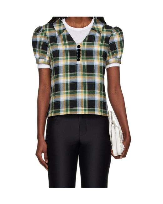 ShuShu/Tong Black Shushu/Tong V-Neck Plaid Blouse
