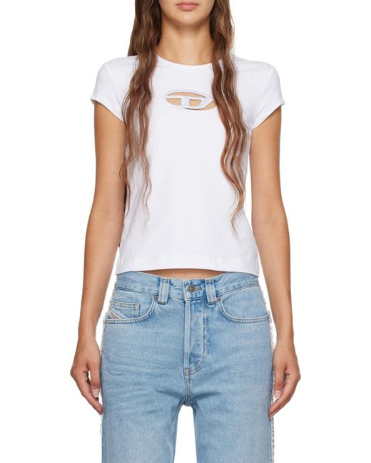 DIESEL White T-Angie Cut-Out T-Shirt