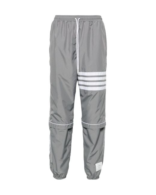 Thom Browne Gray Bar Stripe Detailed Track Trousers for men