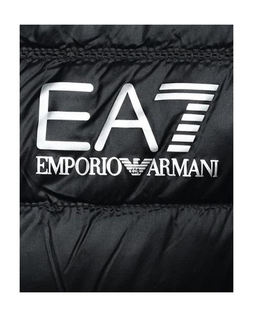 EA7 Blue Logo Printed Zipped Puffer Jacket for men