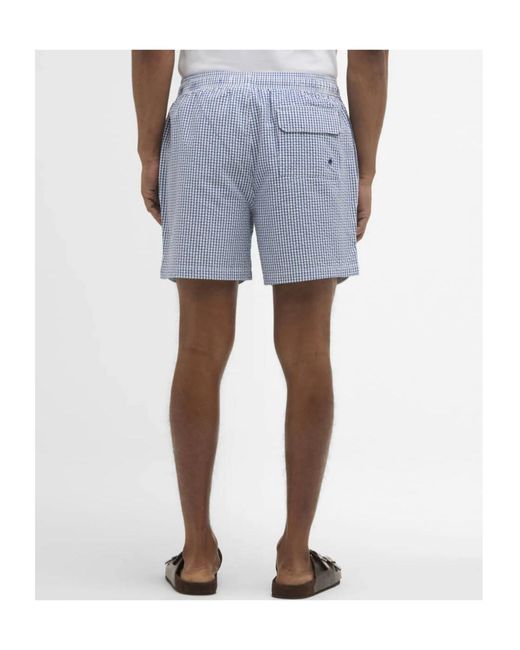 Barbour Blue Gingham Seersucker Swim Short for men