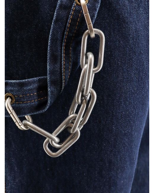 DARKPARK Blue Chain Adorned Relax Fit Worker Denim for men