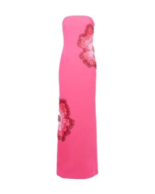 Rebecca Vallance Pink Layana Embellished Strapless Gown