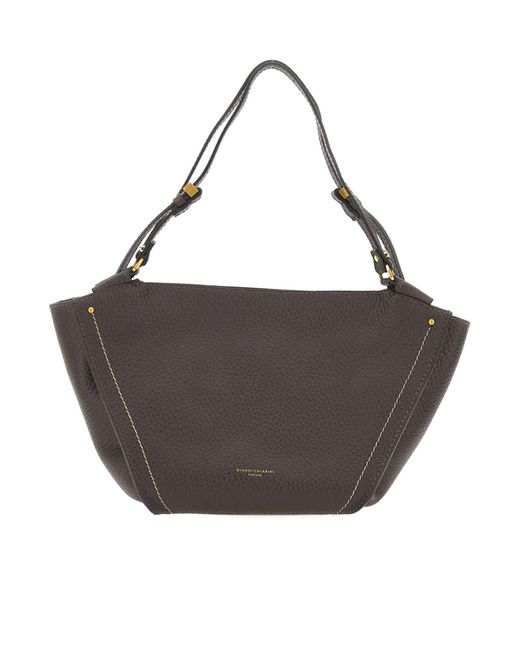 Gianni Chiarini Gray Bloom Stitch Detail Shoulder Bag