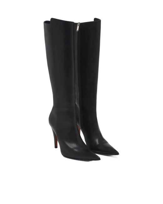 McQueen Black Birdee Knee-High Boots