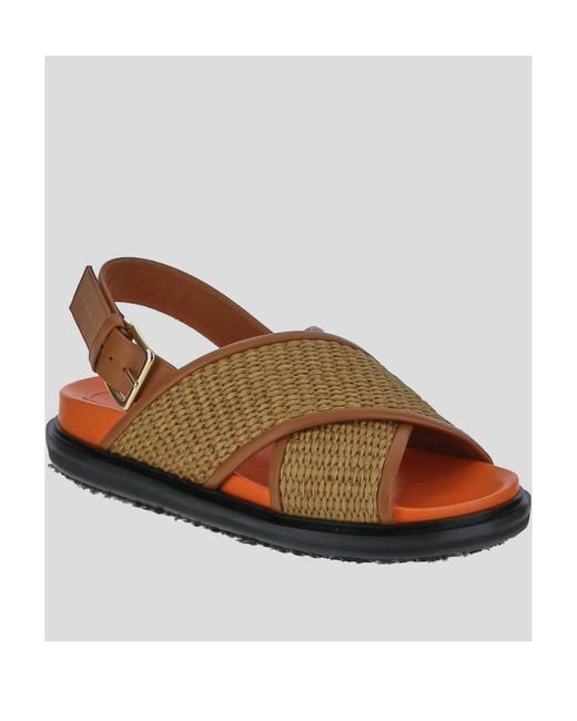 Marni Brown Fussbett Cross-Strap Sandals