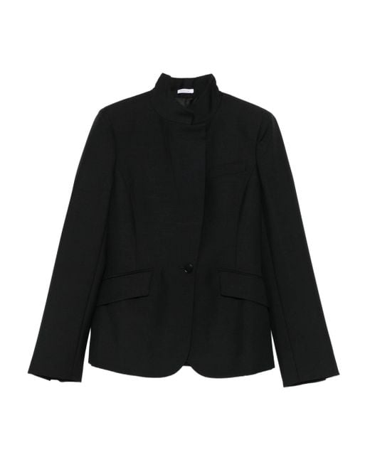 McQueen Black High-Neck Single-Button Jacket