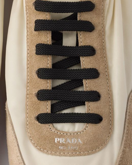 Prada White Two-Toned Collapse Sneakers