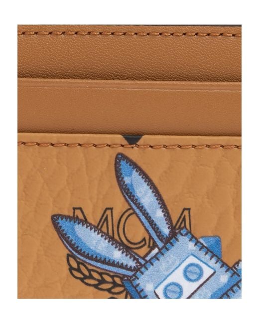 MCM Blue Pattern Card Holder for men