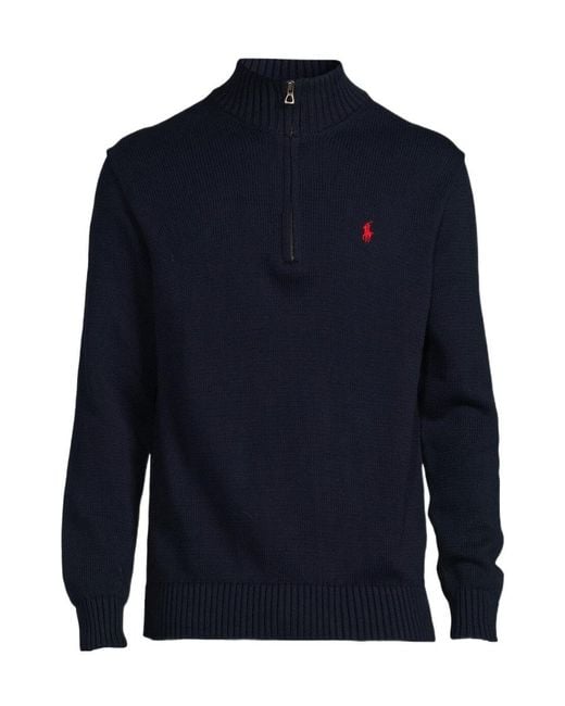 Polo Ralph Lauren Black Polo Pony-Embroidered Knitted Pullover for men