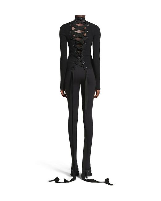 Balenciaga Black Lace-Up Detailed Knit Sweater