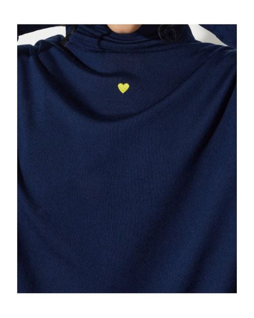 MAX&Co. Blue Pure Merino Wool Polo Neck