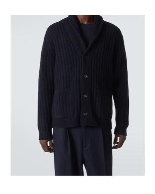 Allude Blue Ribbed-Knit Wool And Cashmere Cardigan for men