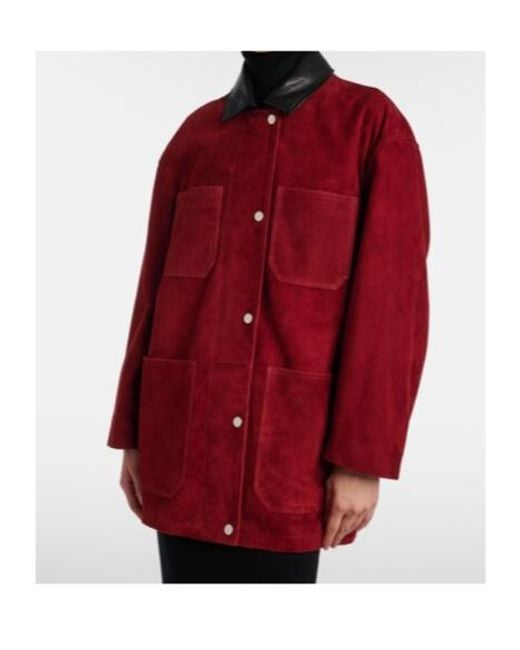 Nour Hammour Red Barn Leather-Trimmed Suede Jacket