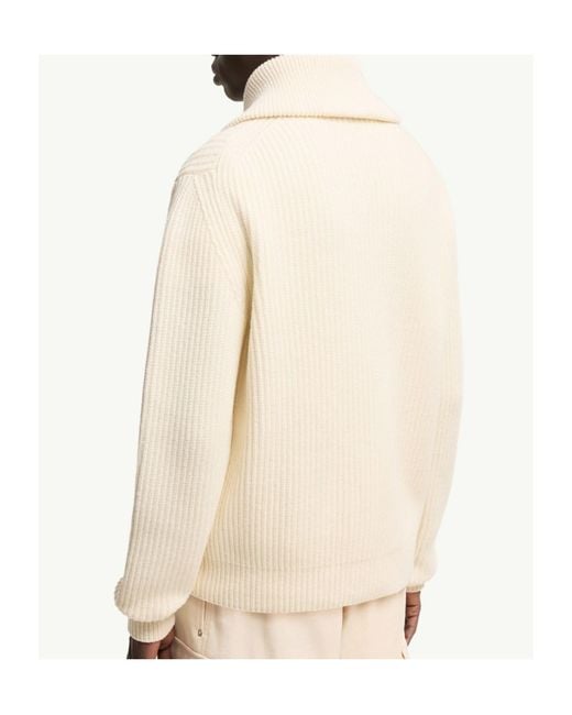 Moncler Natural Logo Rib Wool Turtleneck for men