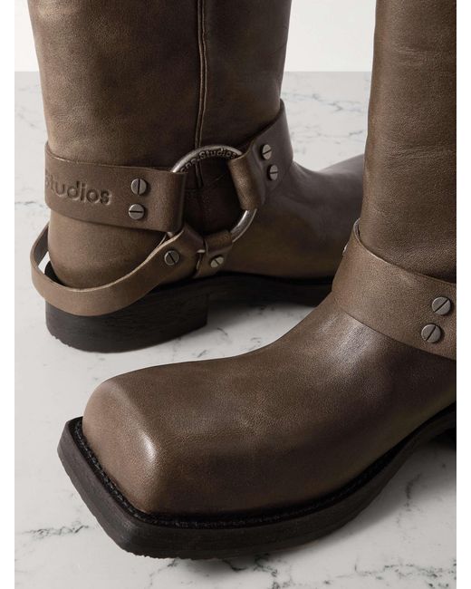 Acne Brown Square-Toed Boots