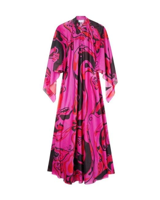 Emilio Pucci Pink Orchidee-Print Cotton Kaftan