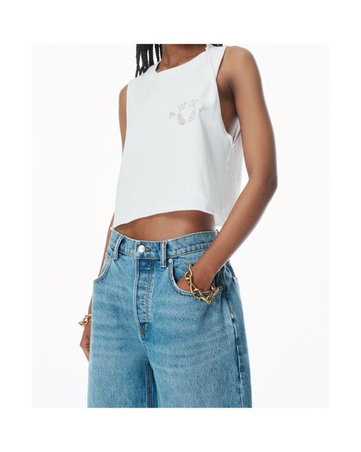 Alexander Wang White Logo-Print Tank Top