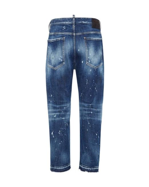 DSquared² Blue Medium Ripped Wash Bro Jeans for men