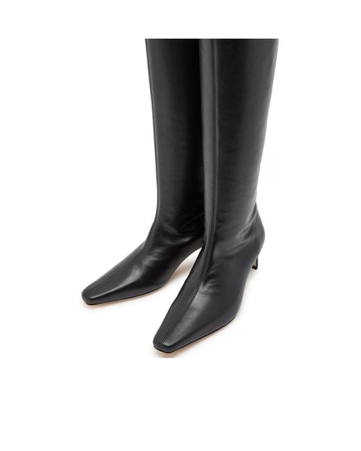 Staud Black Solid Leather Knee-High Boots