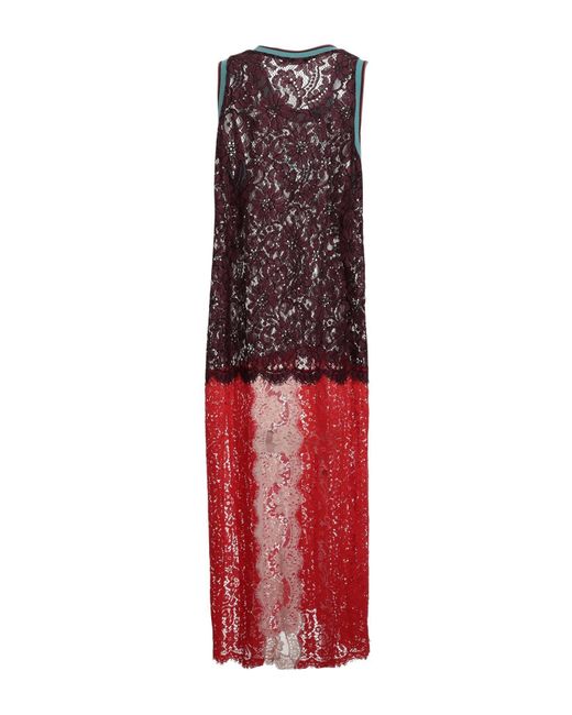 Dolce & Gabbana Red Colorful Printed Lace Knit Dress