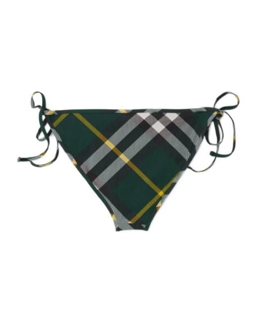 Burberry Green Checked Side-Tied Bikini Bottoms