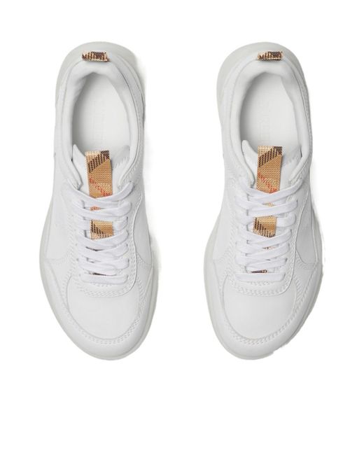 Burberry White Matrix Lace-Up Sneakers