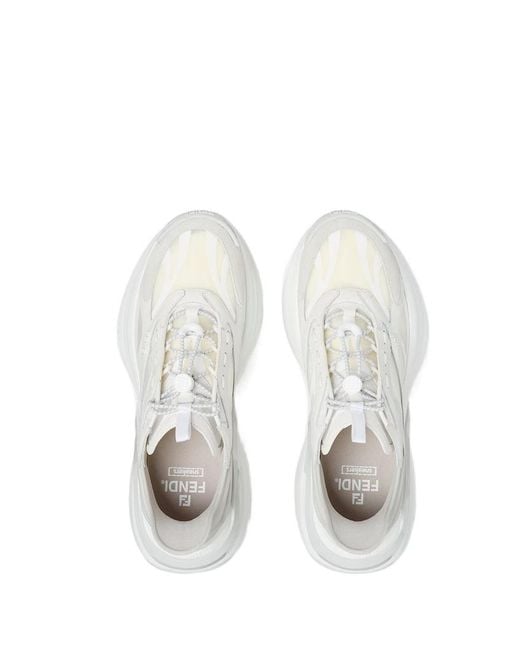 Fendi White F-Light Lace-Up Sneakers