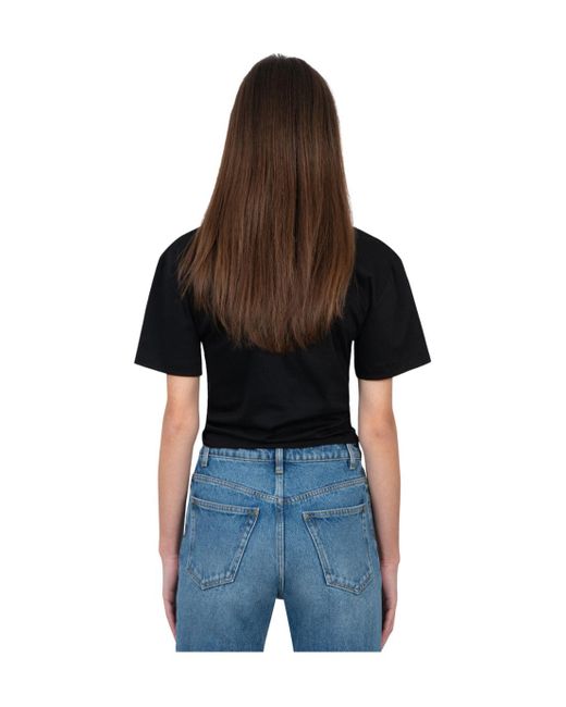 Rabanne Black Rabanne Pierced Cutout Cropped T-Shirt