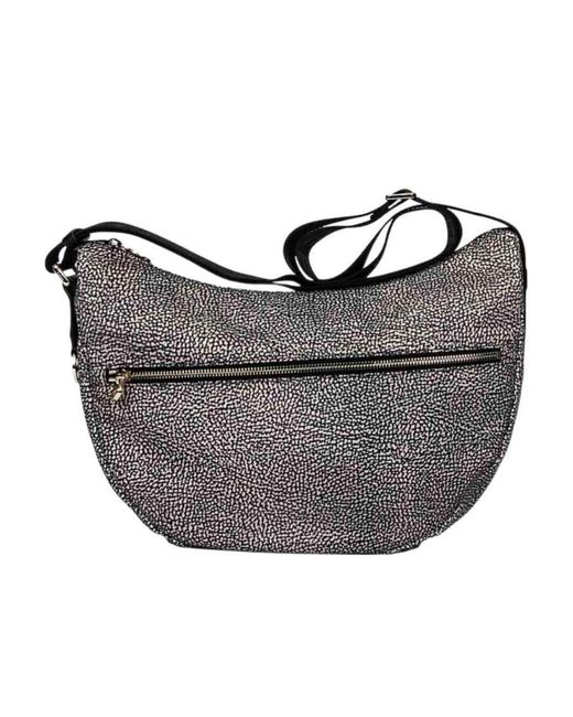 Borbonese Gray Zipped Medium Shoulder Bag