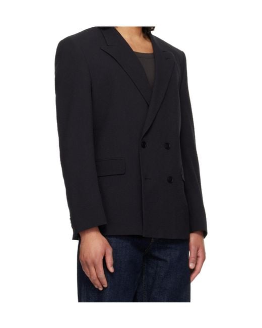 Boss Blue Double-Breasted Suit Jacket for men