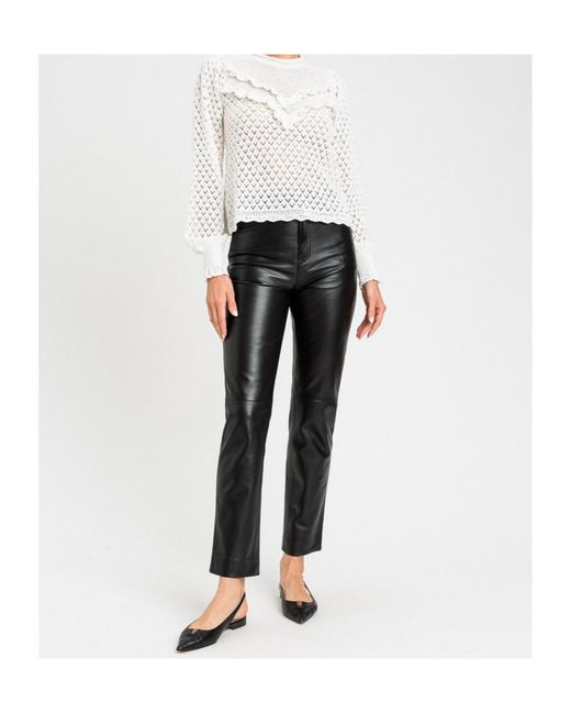 Twinset White Ruffled Long-Sleeved Knitwear
