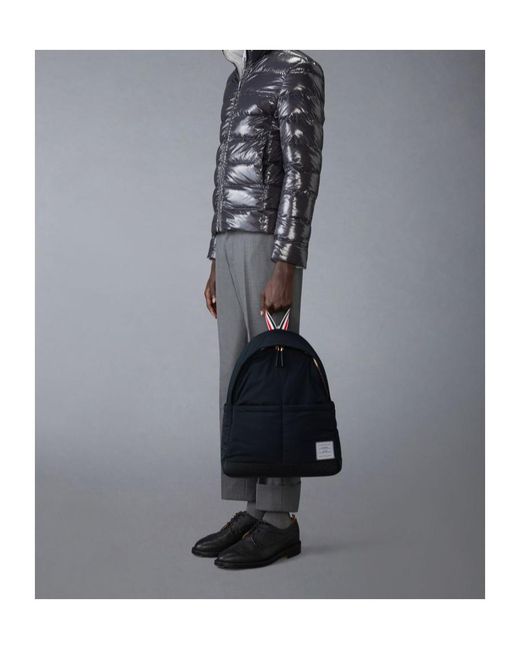 Thom Browne Blue Logo Detailed Zipped Backpack for men