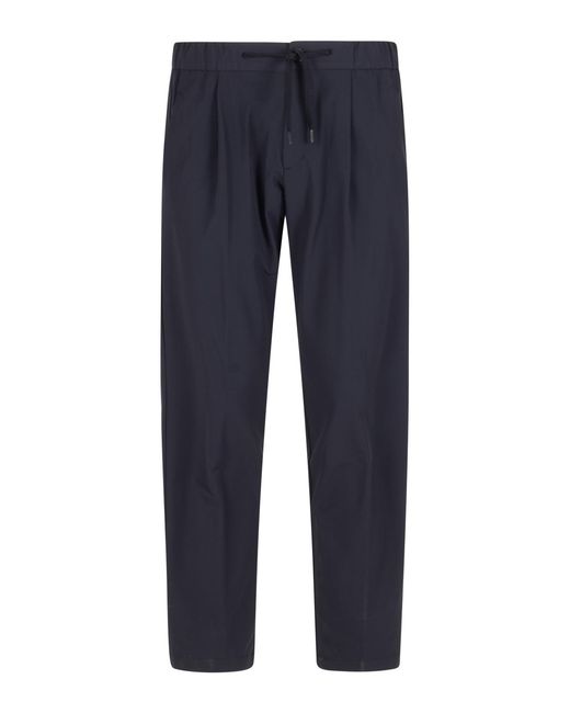 Herno Blue Drawstring Pleated Trousers for men