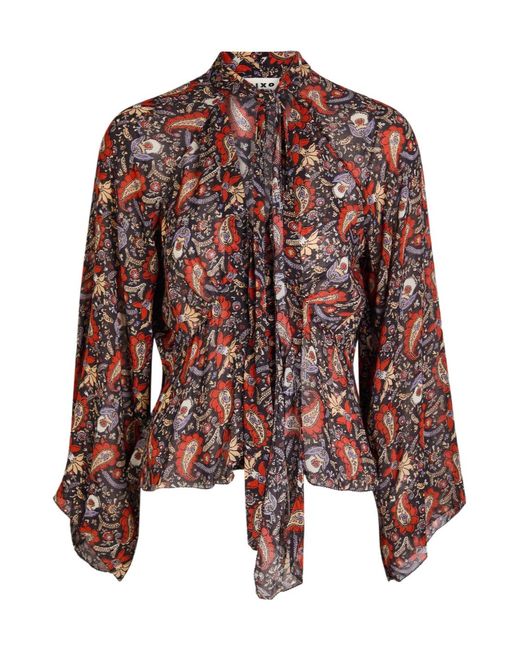 Rixo Brown Uma Floral Chiffon Blouse