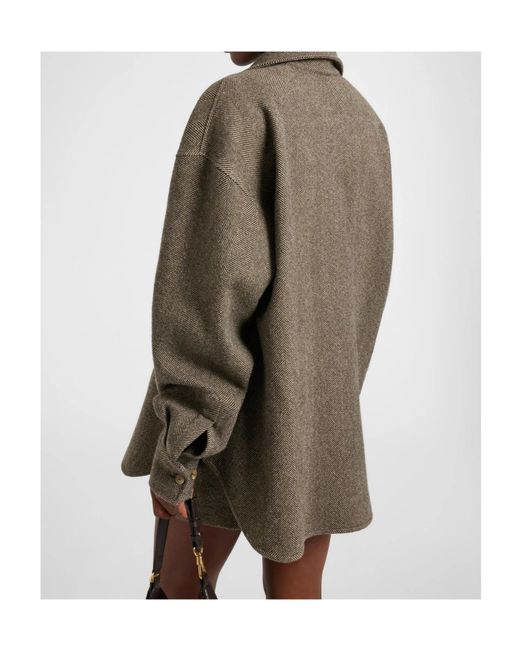 Ermanno Scervino Brown Herringbone-Pattern Flap-Pocket Shirt