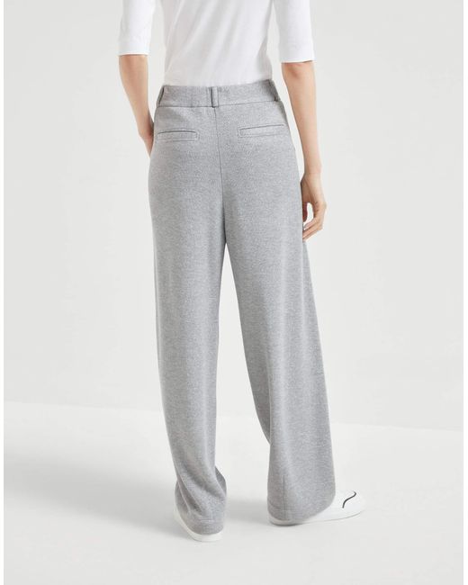 Brunello Cucinelli Gray Wide-Leg Jersey Trousers
