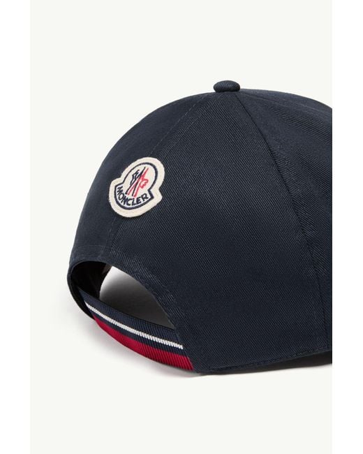 Moncler Blue Cotton Gabardine Baseball Cap for men