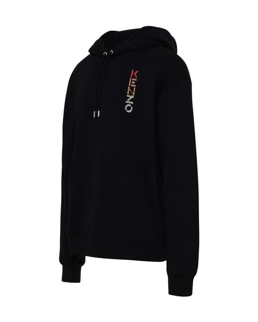 KENZO Black Gradient Logo Cotton Hoodie for men
