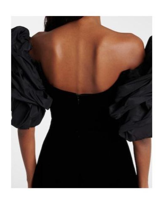 Carolina Herrera Black Off-Shoulder Velvet Minidress