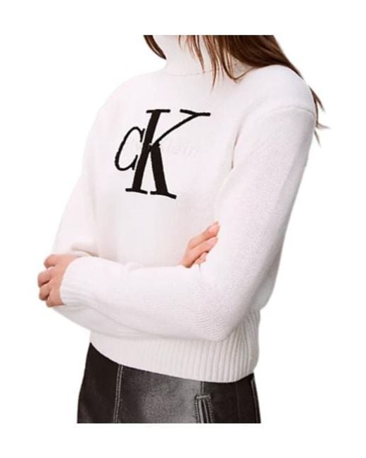 Calvin Klein Gray Soft Chenille Roll Neck Jumper