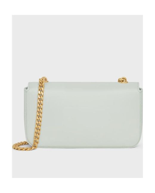 Céline White Chain Shoulder Bag Triomphe