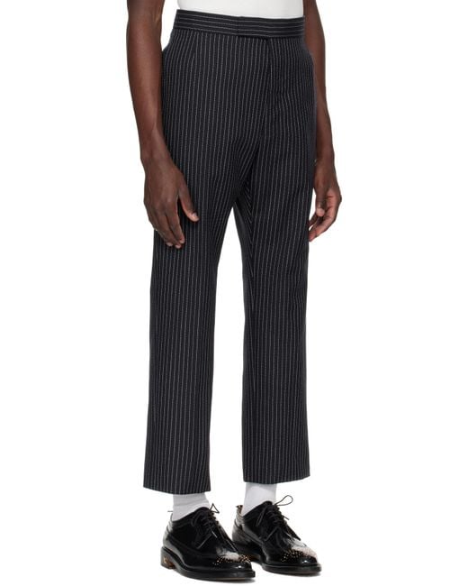Thom Browne Blue Striped Casual Pants for men