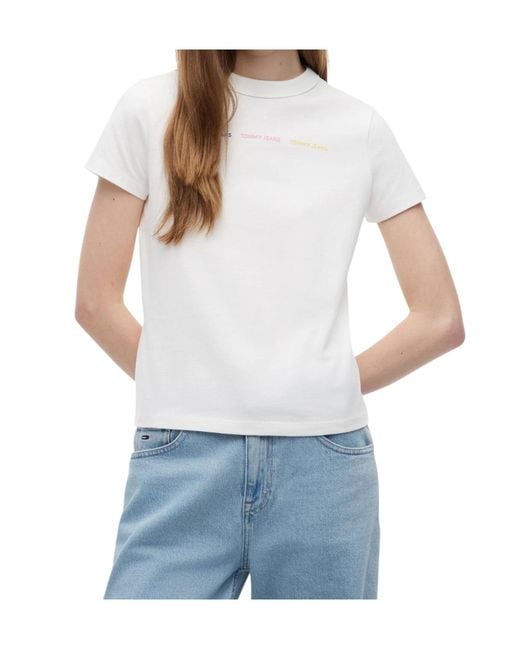 Tommy Hilfiger White Repeat Logo Washed Jersey T-Shirt