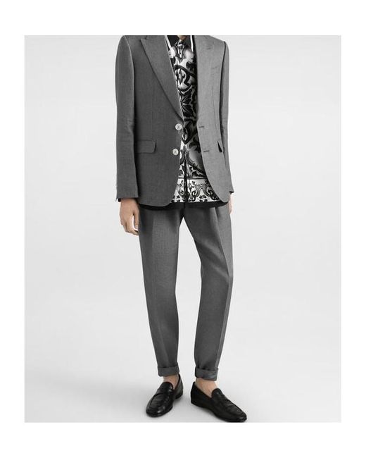 Dolce & Gabbana Gray Linen Tailored Joggers for men
