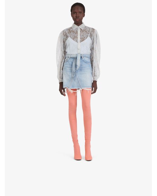 Givenchy Blue Belted Denim Mini Skirt