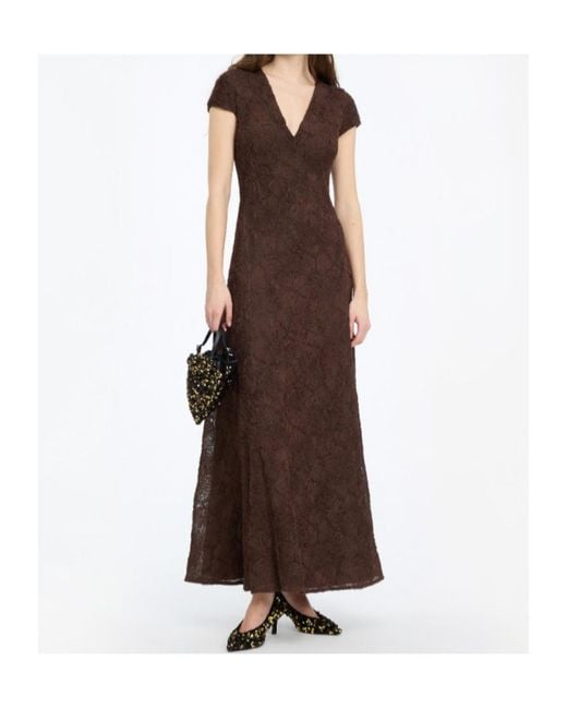 ROTATE BIRGER CHRISTENSEN Brown Flower-Mesh Sleeveless Maxi Dress Dark