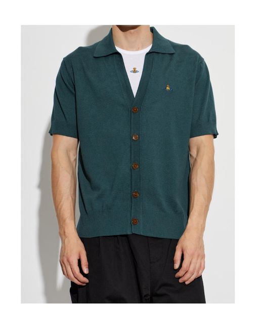 Vivienne Westwood Green Short-Sleeved Knit Cardigan for men