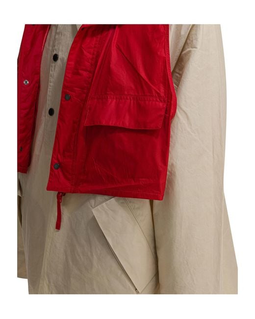 Barbour Red Contrast Panel Hooded Jacket for men