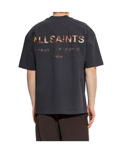 AllSaints Black Underground Logo T-Shirt for men